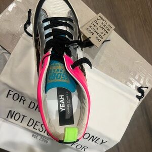 Golden Goose Men's Sneakers with Pink and Green Accents